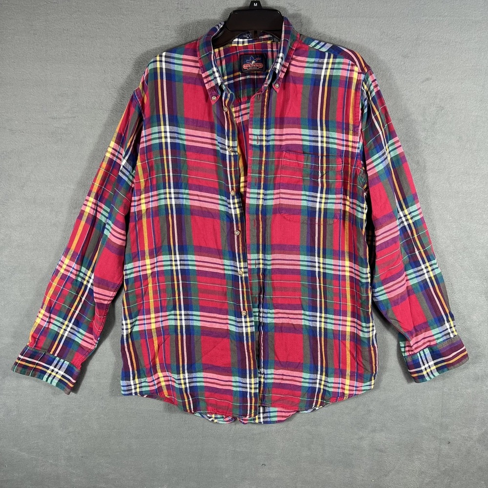 Backpacker Sportswear‎ Mens L Red Plaid Button Down Long Sleeve Casual Shirt